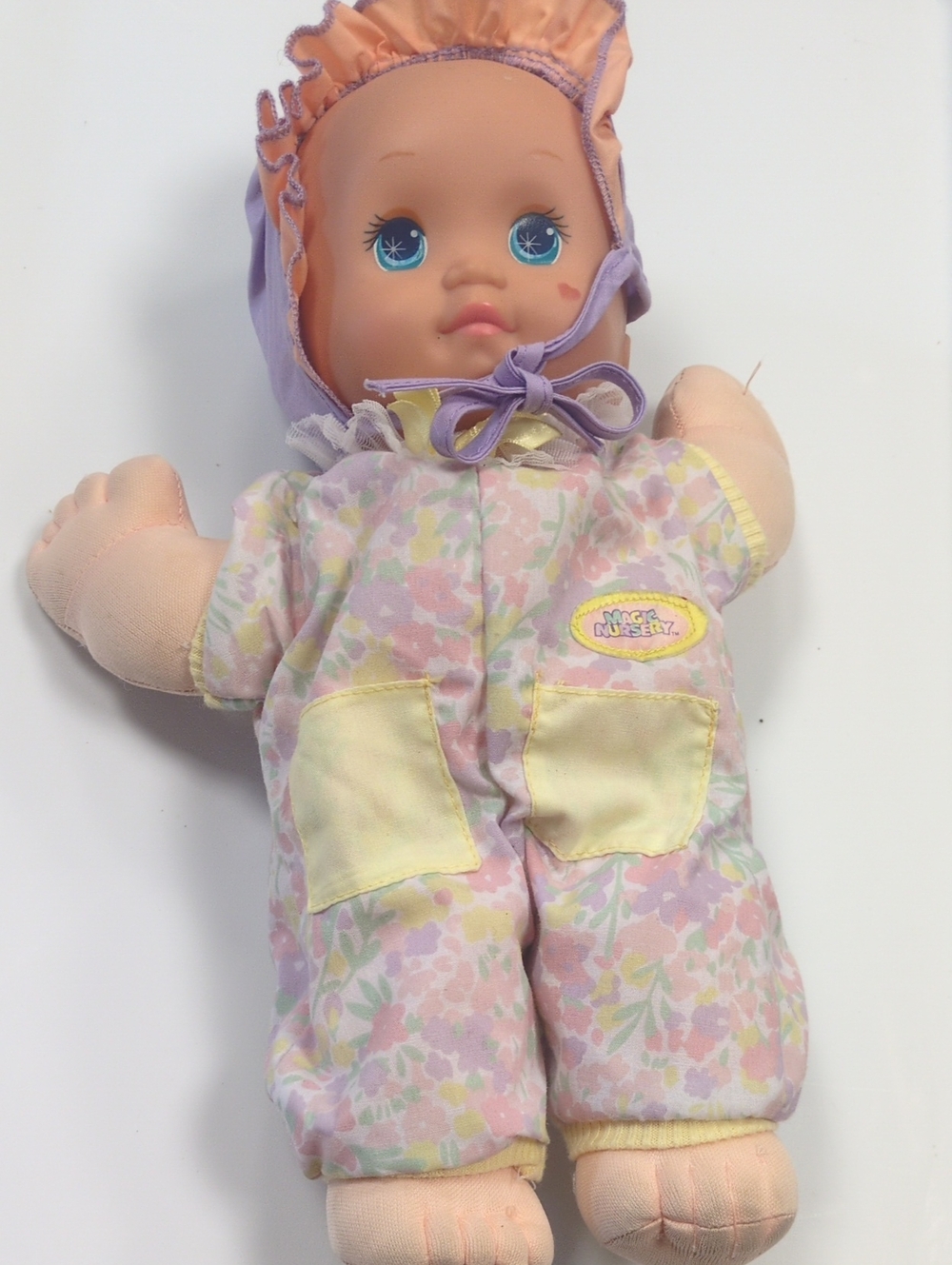 1989 Mattel Baby Doll in Pink, Lavender & Yellow Floral Outfit